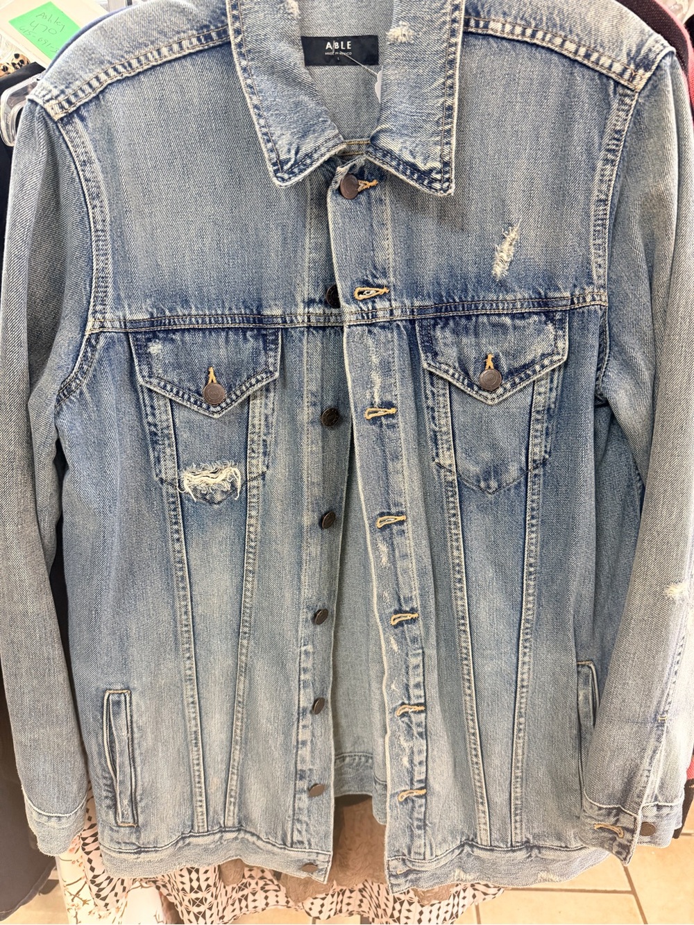ABLE Light Blue Distressed Denim Shirt Jacket